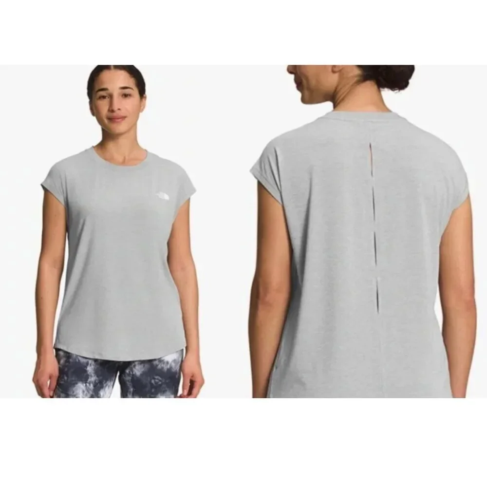 The North Face Wander Slitback Tee Women’s Medium Gray Keyhole EUC - Picture 6 of 13